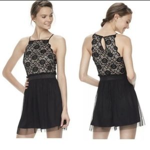 Speechless black floral lace formal mini dress